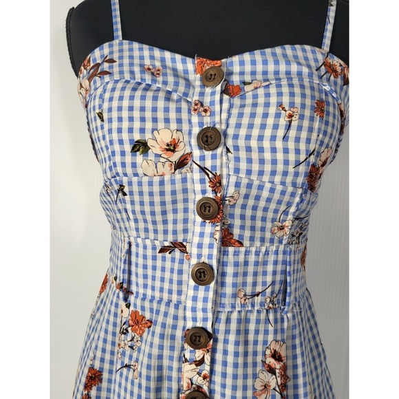 Purple Smow Floral Gingham Dress Sleeveless Casual Sundress Summer Dress Size S - Picture 6 of 8